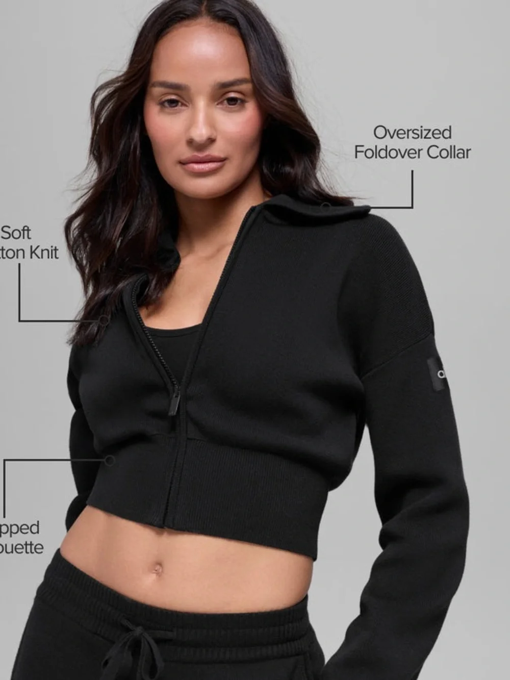 ALO Yoga Scholar Knit Black Mini Skirt Jacket Set